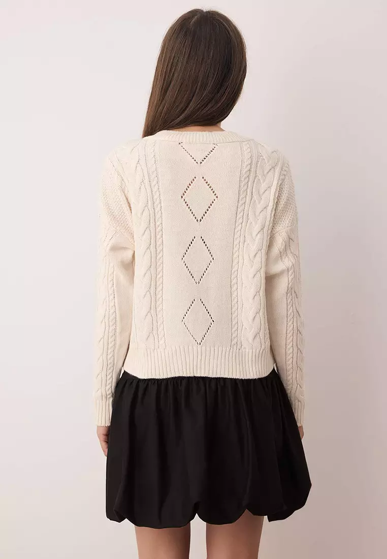 Stone Ribbon Flower Embroidered Knitwear Cardigan Twoaw26Hi00032