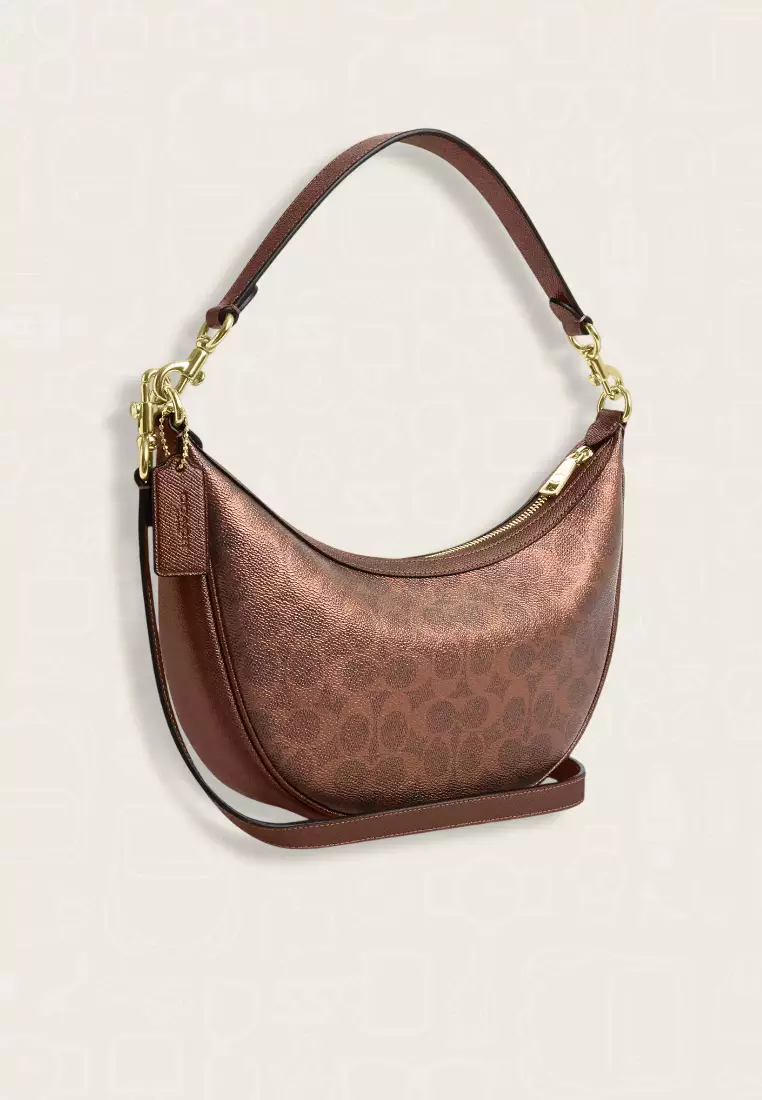 Coach Aria Shoulder Bag In Signature Canvas Brown Copper