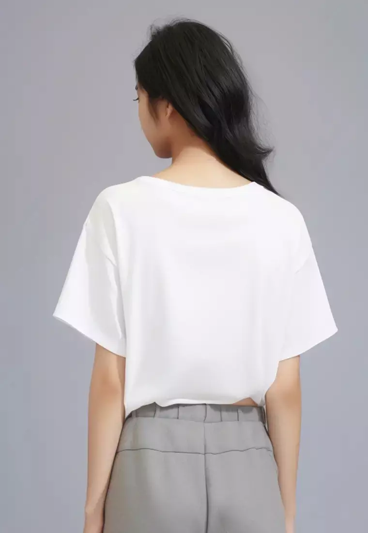 LTG36 Kaos gambar bunga mawar oversize olc "share the love" putih