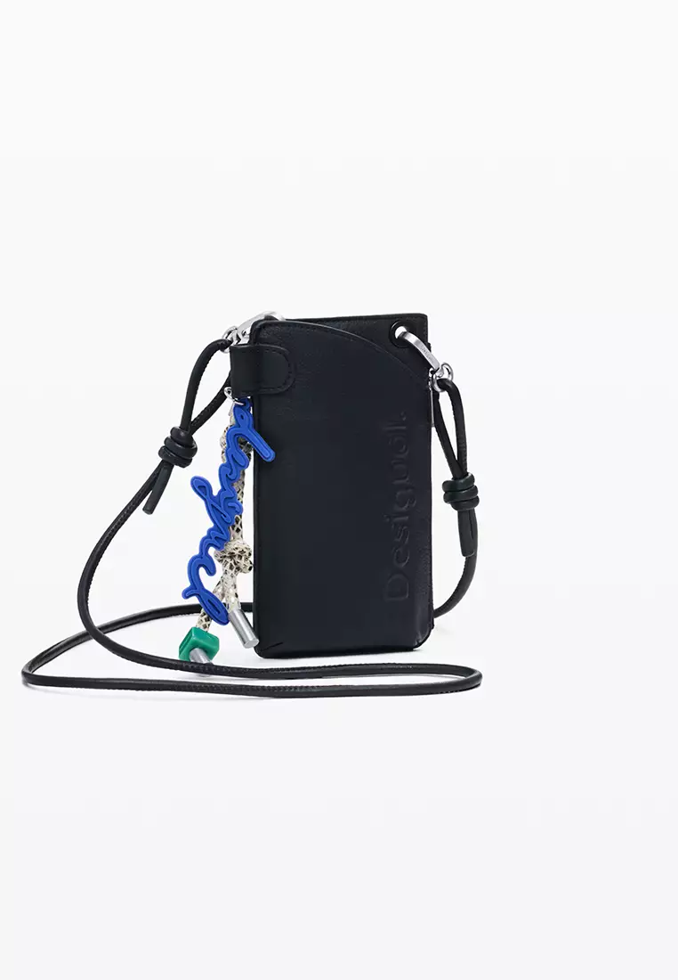 Mobile holder leather-effect logo