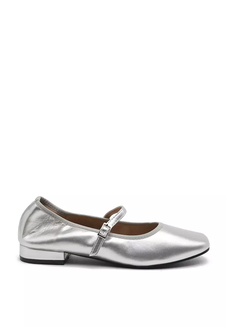 Charlotte Maryjane Flats (2cm) - Silver