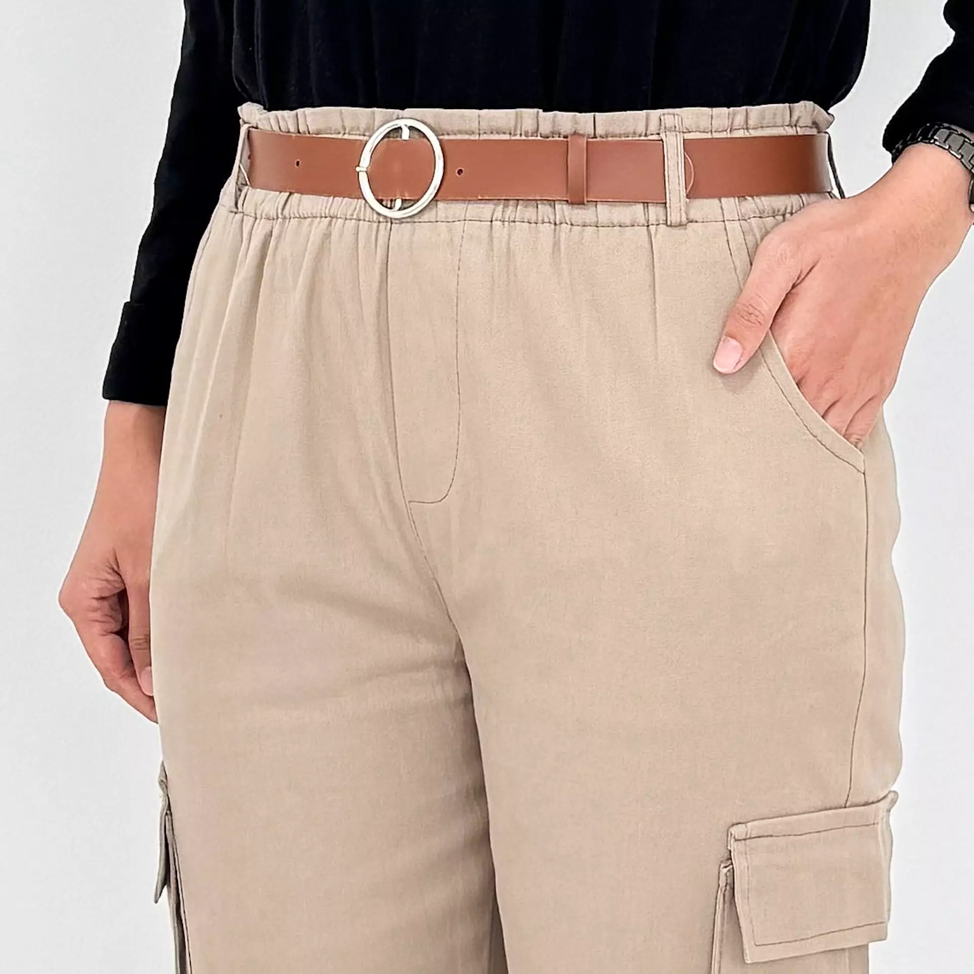 Celana Panjang Katun Wanita - Long Pant Twill Cargo - COKLAT