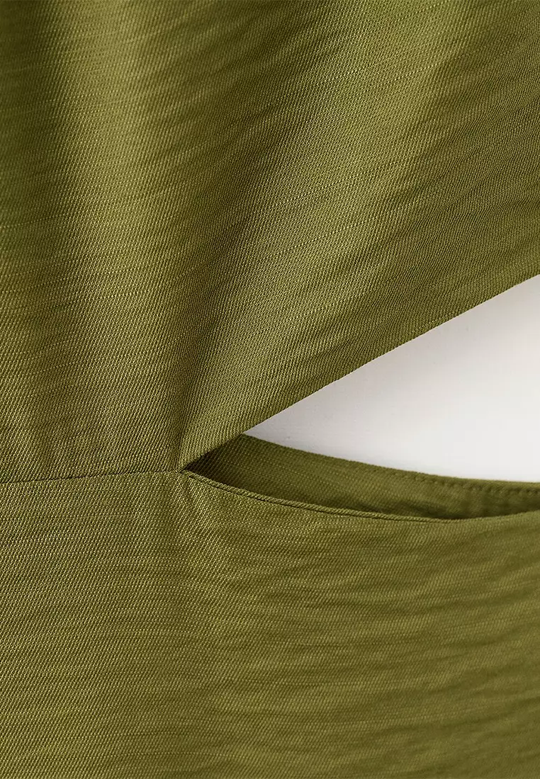 Crinkled-Effect Dress With Cut-Out