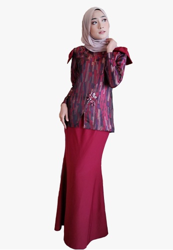KURUNG BROCADE WITH RIBBON from Zoe Arissa in Red