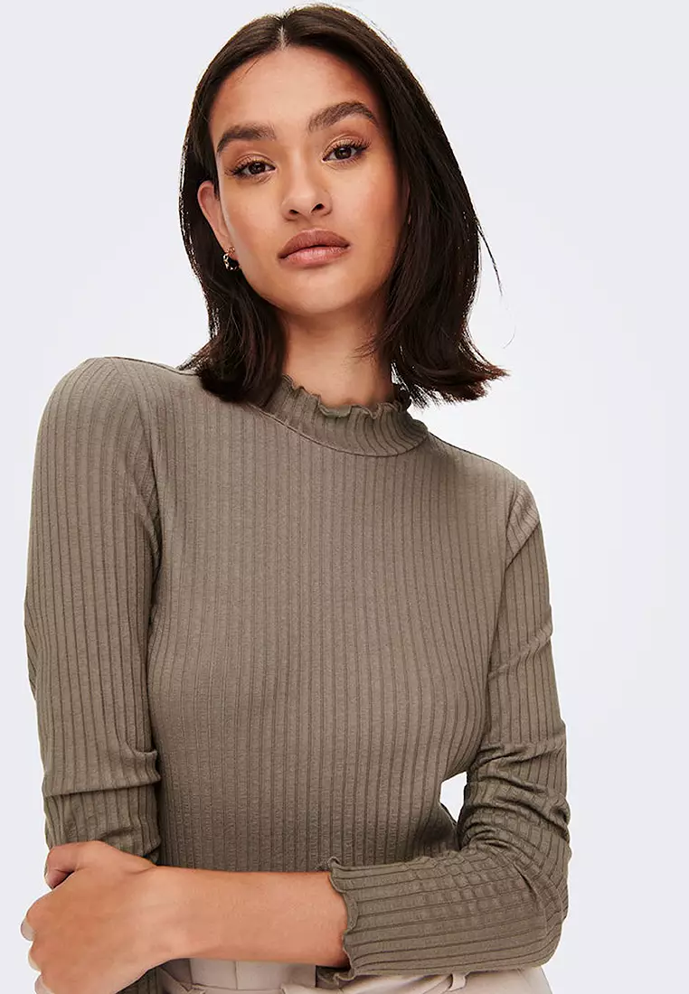 High Neck Rib Blouse
