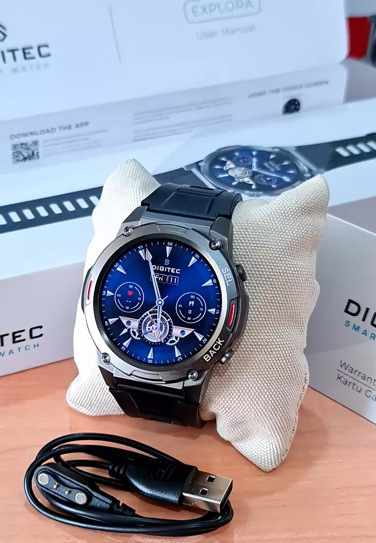 Digitec Explora - Smartwatch - Jam Tangan Pintar Pria - Black - Rubber Strap