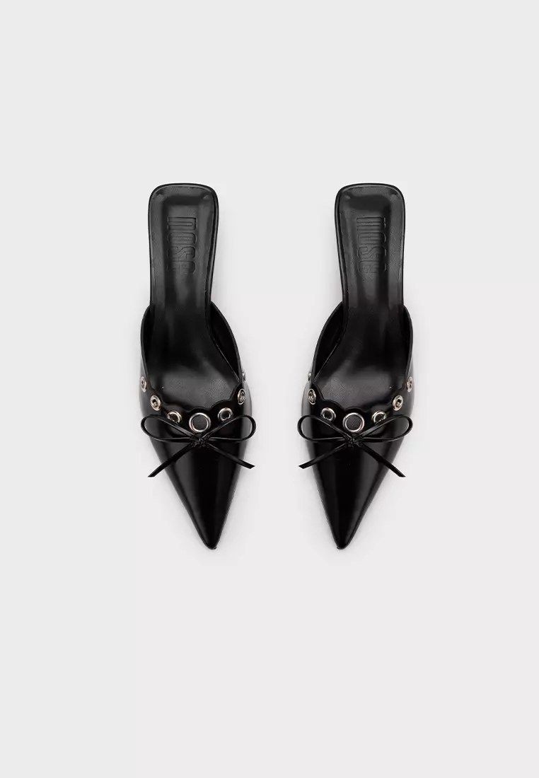 尖头镂空装饰中跟穆勒鞋