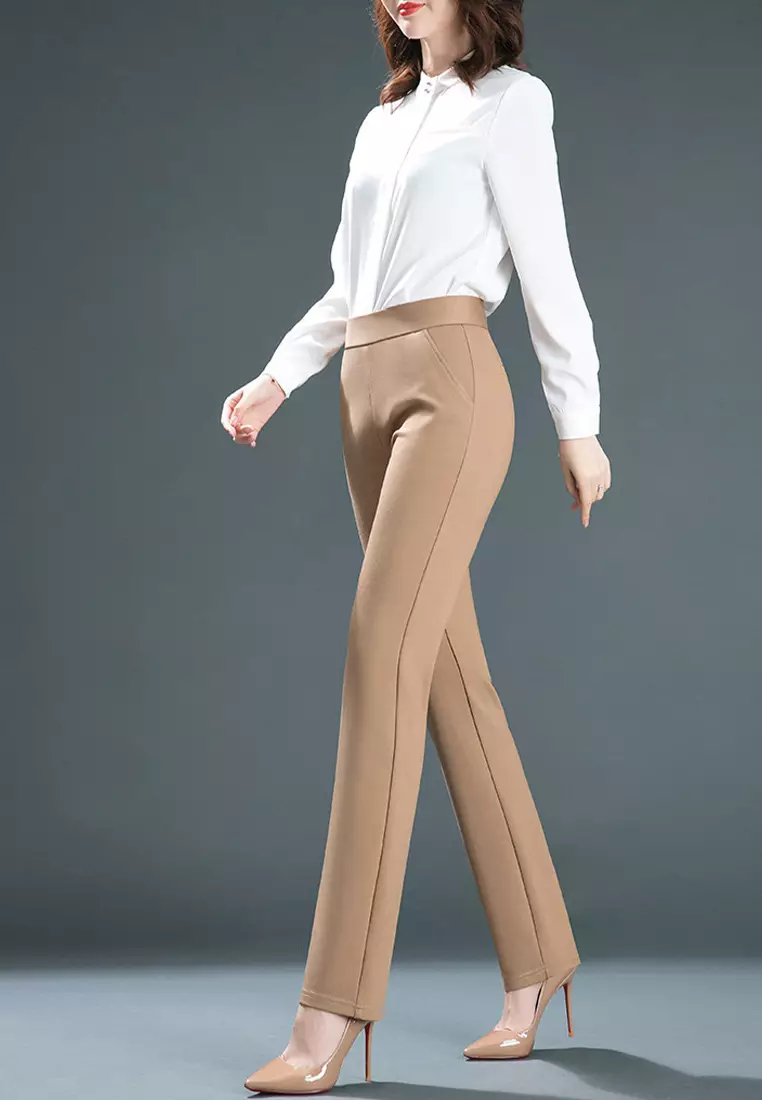 High Waist Elastic Straight Pants WSH2087