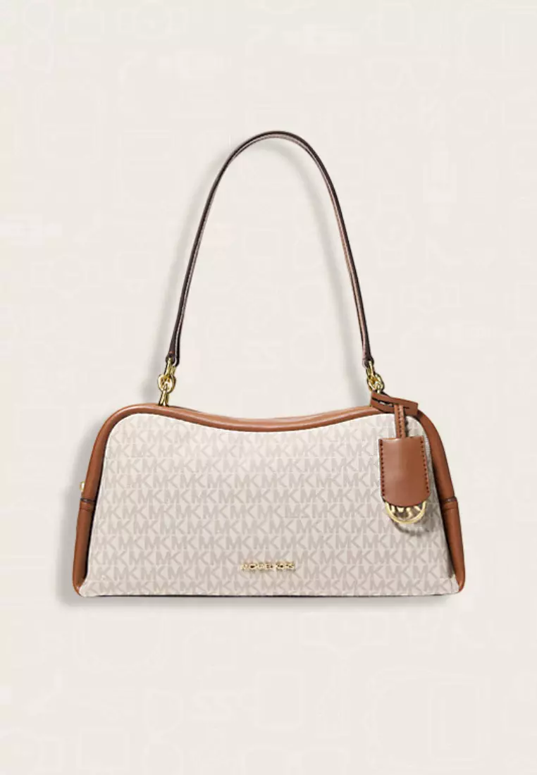 Michael Kors Cecily Medium Signature Logo Shoulder Bag Vanilla