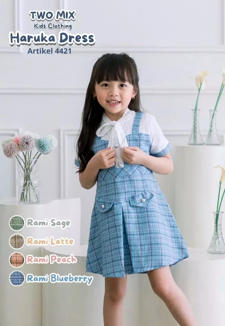 Two Mix - Haruka Dress - Dress Anak Perempuan Fashion 1-8 Tahun 4421 Peach