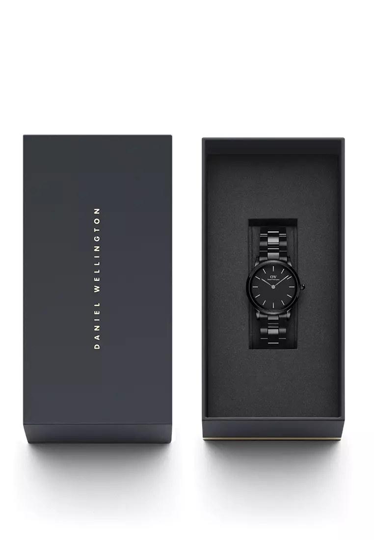 Daniel Wellington Iconic Link Black Dial Rose Gold Steel Strap Watch for Women - DW00100212 main image 0