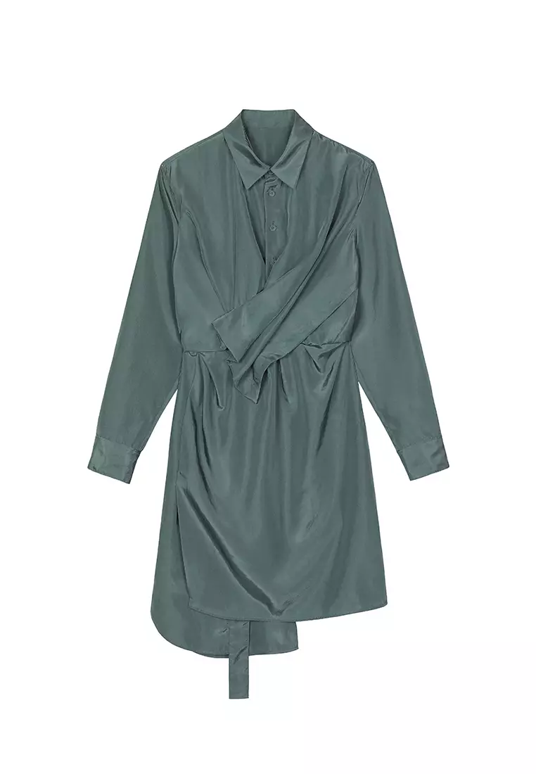 Plain Weave X-Line Loose Everyday Casual Long Sleeve Dress