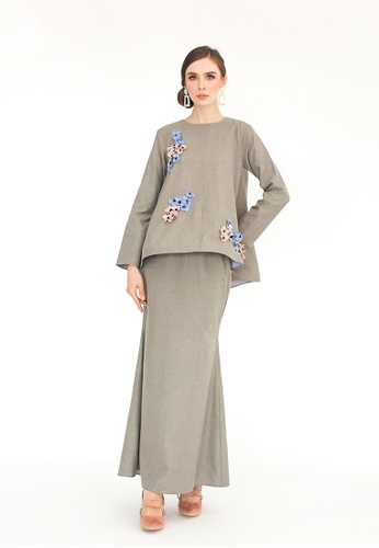 Estel Kurung in Grey from Blubelle in Grey