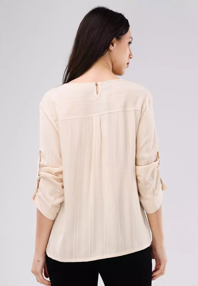 Woven Textured 3/4 Blouse
