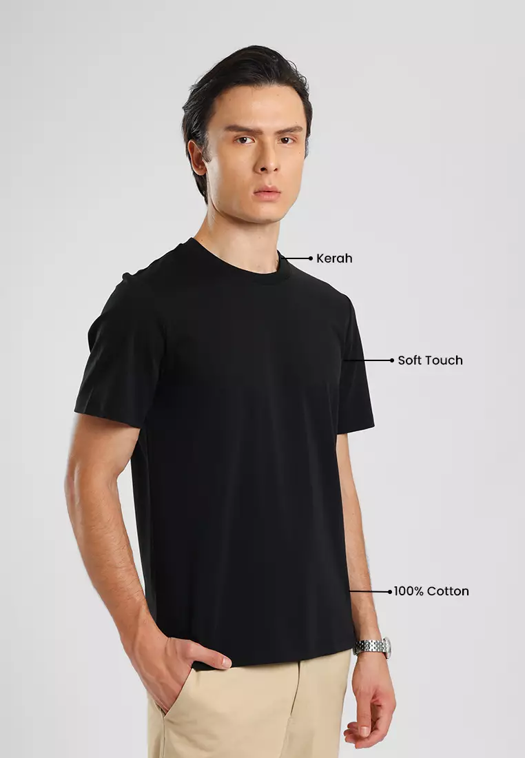 MANZONE - Kaos Lengan Pendek Pria Zane 02 Slim Fit - Black Colour Black