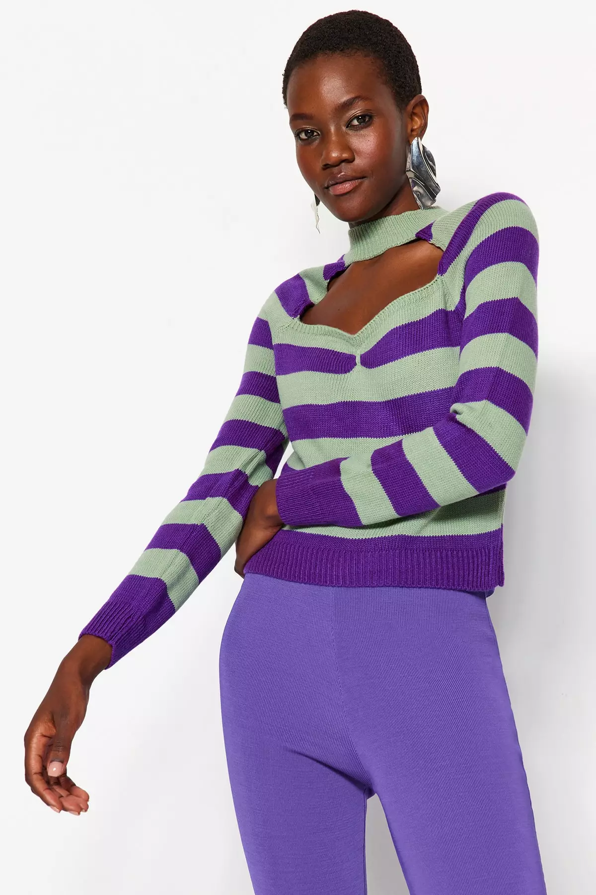 Purple sale striped jumper