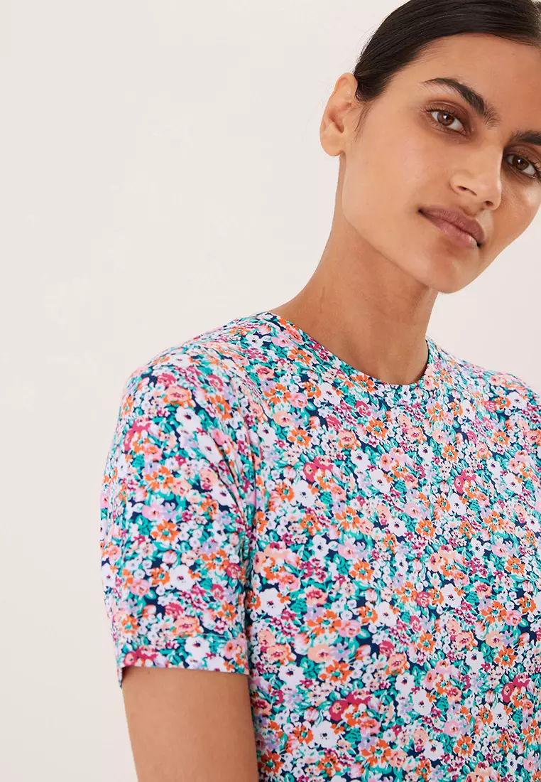 Jersey Printed Knee Length Tiered Dress