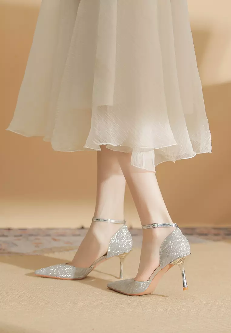 8CM Pointed Ankle Strap High Heel IF82317