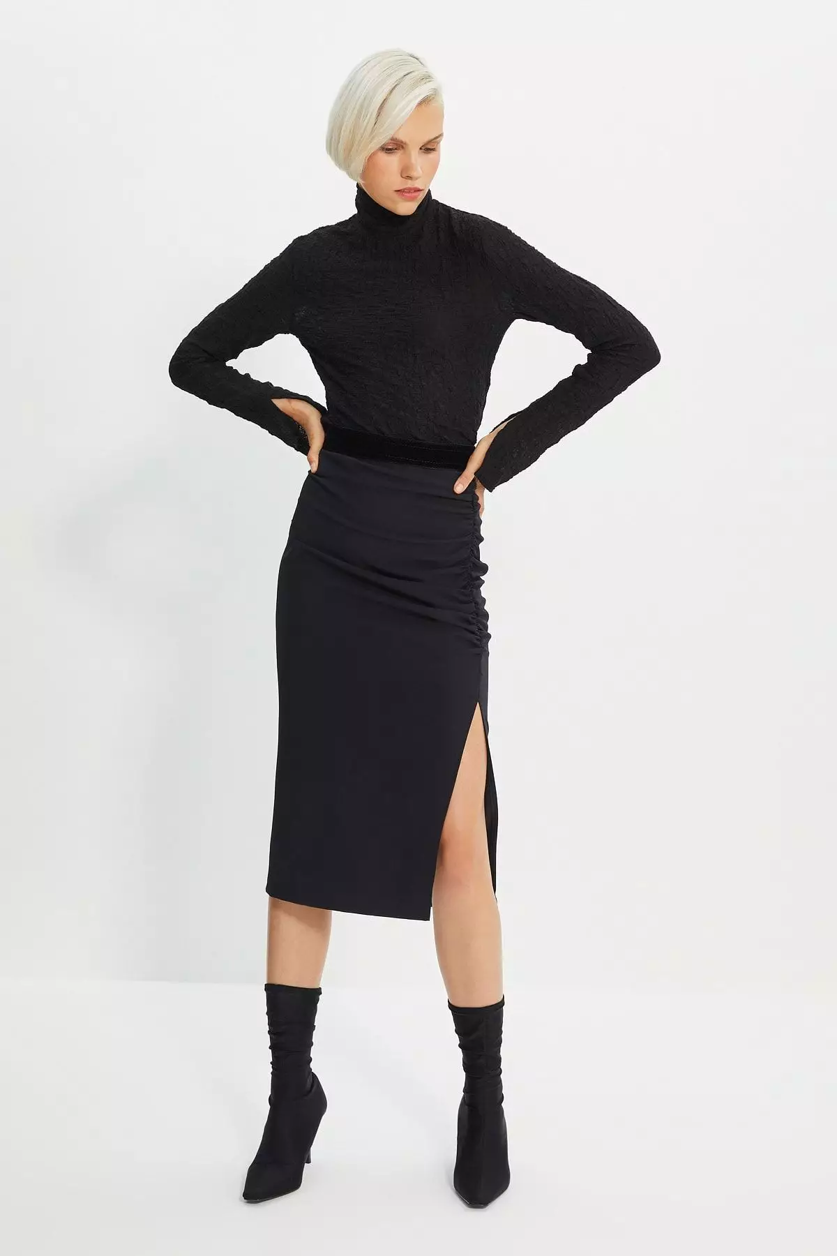Ruched Midi Skirt