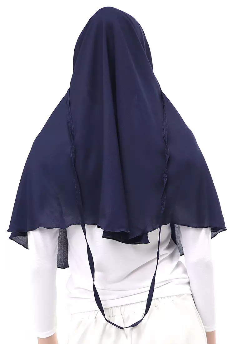 Anisa Jilbab Khimar Muslimah Polos Tali Berbo Regular Fit - Navy