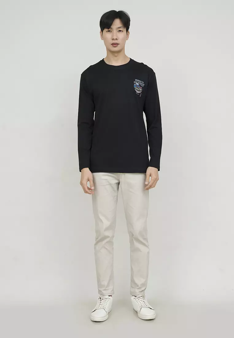 Kaos cotton combed lengan panjang pria hitam houseofcuff fresh