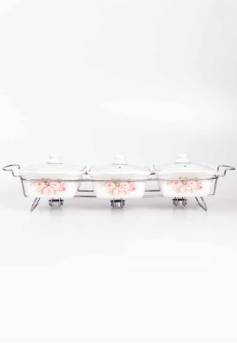 QUEENS Queens 2.2L (Set of 3) Premium Porcelain Chafing Dish with Metal Rack E0EE9HL99B4776GS_1