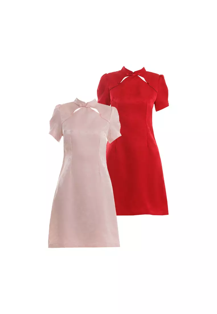 Forest Ladies CNY Cheongsam Dress - 885126-54Pink