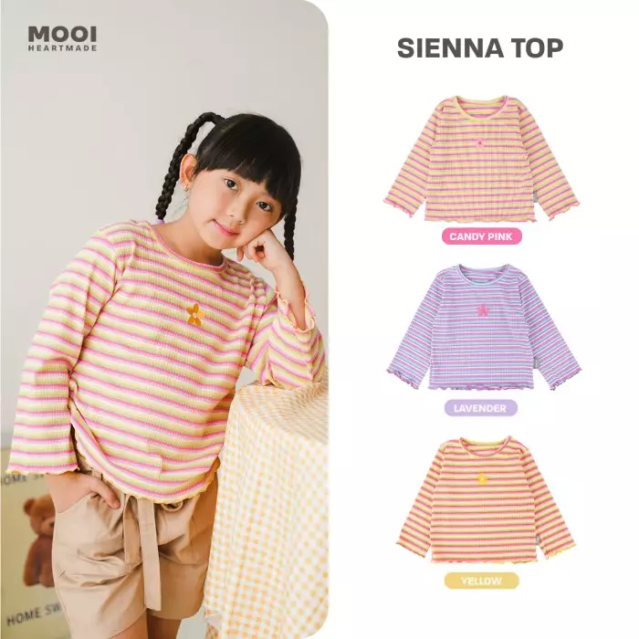 Mooi Atasan Anak Perempuan Sienna Top - Candy Pink