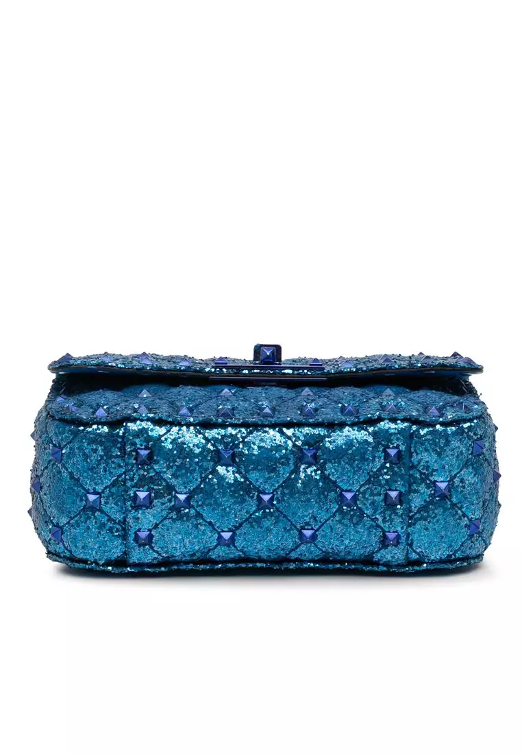 Pre-Loved Valentino Mini Glitter Rockstud Spike Satchel