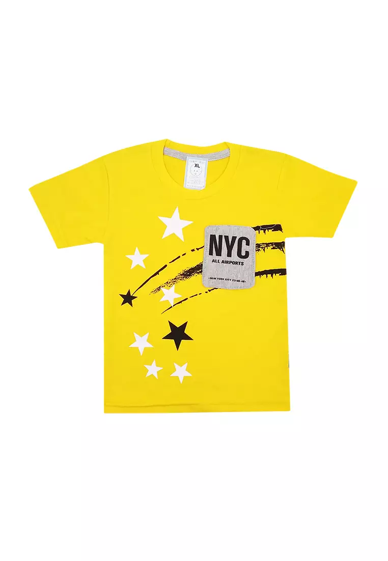 Skabe Pakaian Bayi Anak Laki Laki Baju Atasan Lengan Pendek Motif NYC Setelan Celana Jeans 7/8 All Size Warna Tua Usia 12 Bulan Hingga 18 Bulan 3499