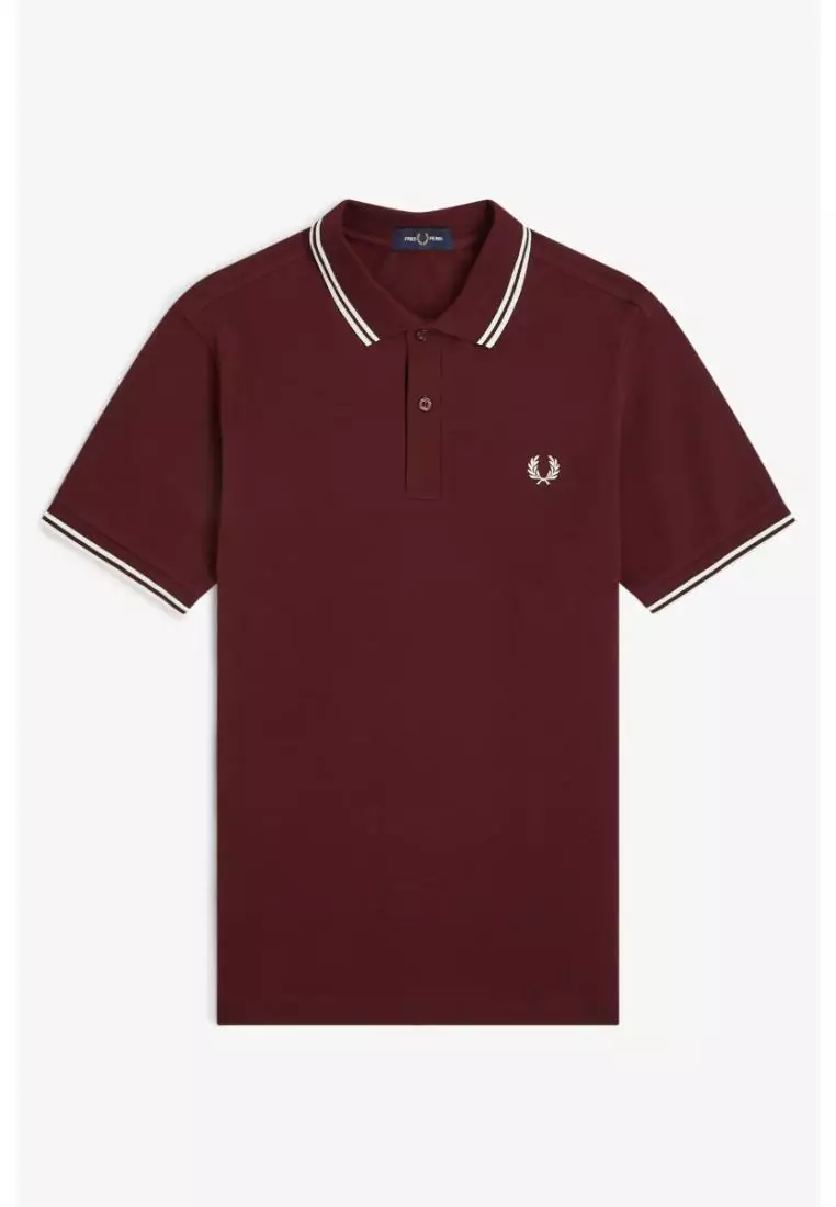 Fred Perry M3600 Twin Tipped Fred Perry Shirt (Oxblood / Ecru / Ecru)