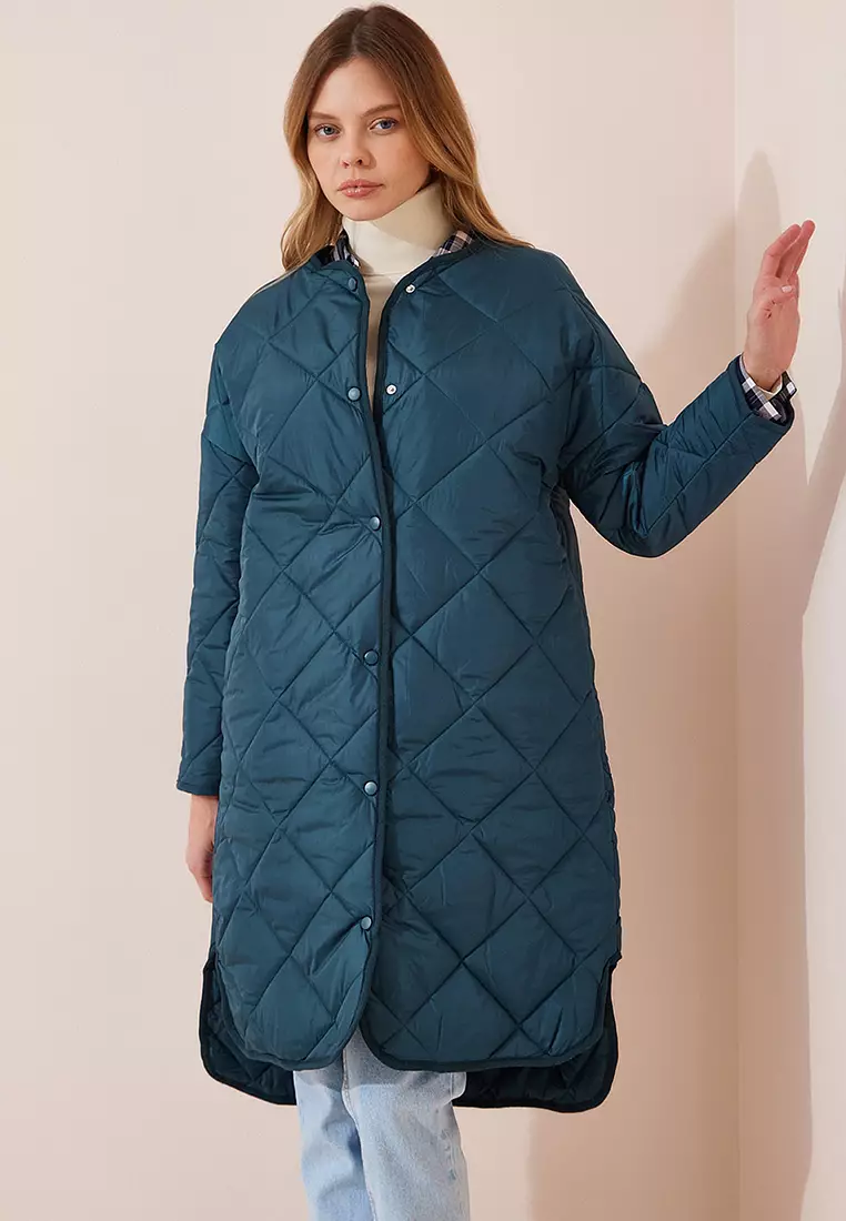 Quilted on sale longline coat