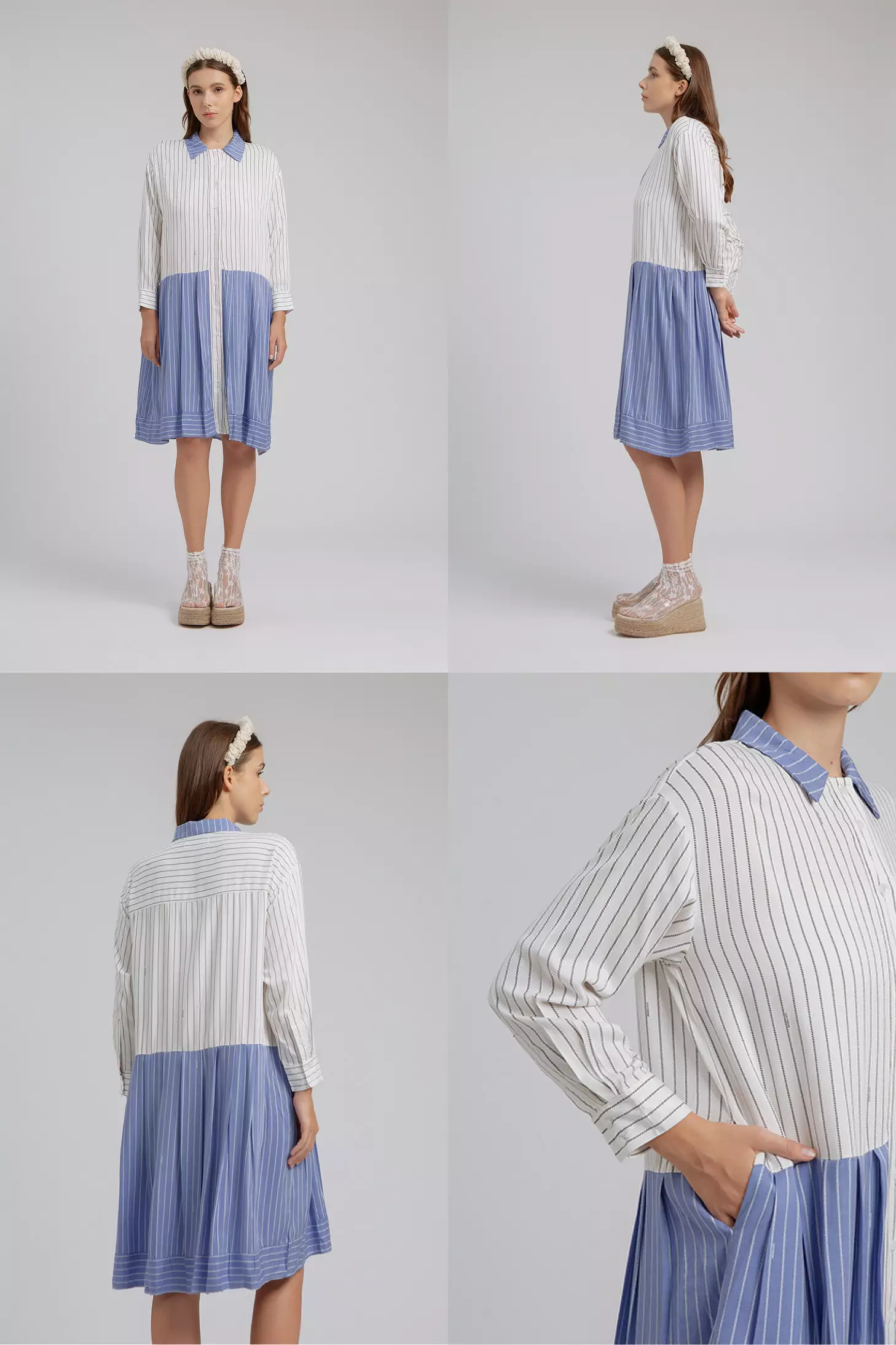COTTONINK - Midi Dress Wanita Off-white Striped Girotti #SpringCollection