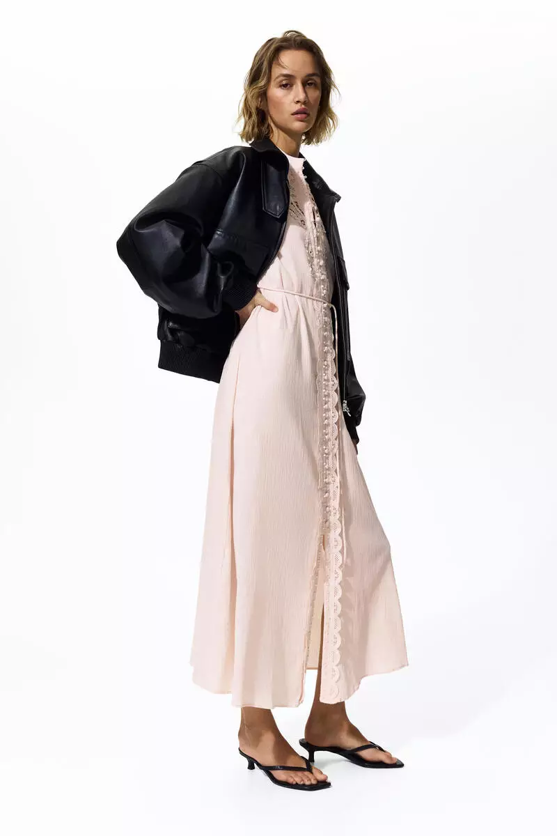 Lace-detail cotton dress