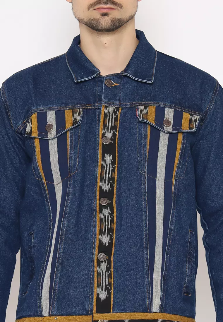Jaket jeans batik clearance