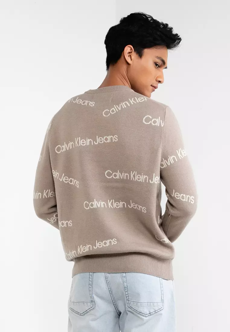 2024 Online Logo Calvin All-Over Jeans ZALORA Calvin Institutional Klein - | Buy Sweater Klein Singapore