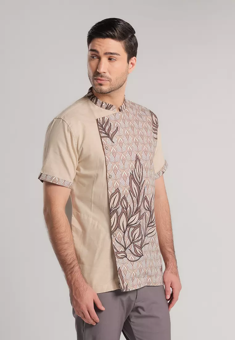 MOC - Kemeja Shanghai Lengan Pendek Javed - Beige