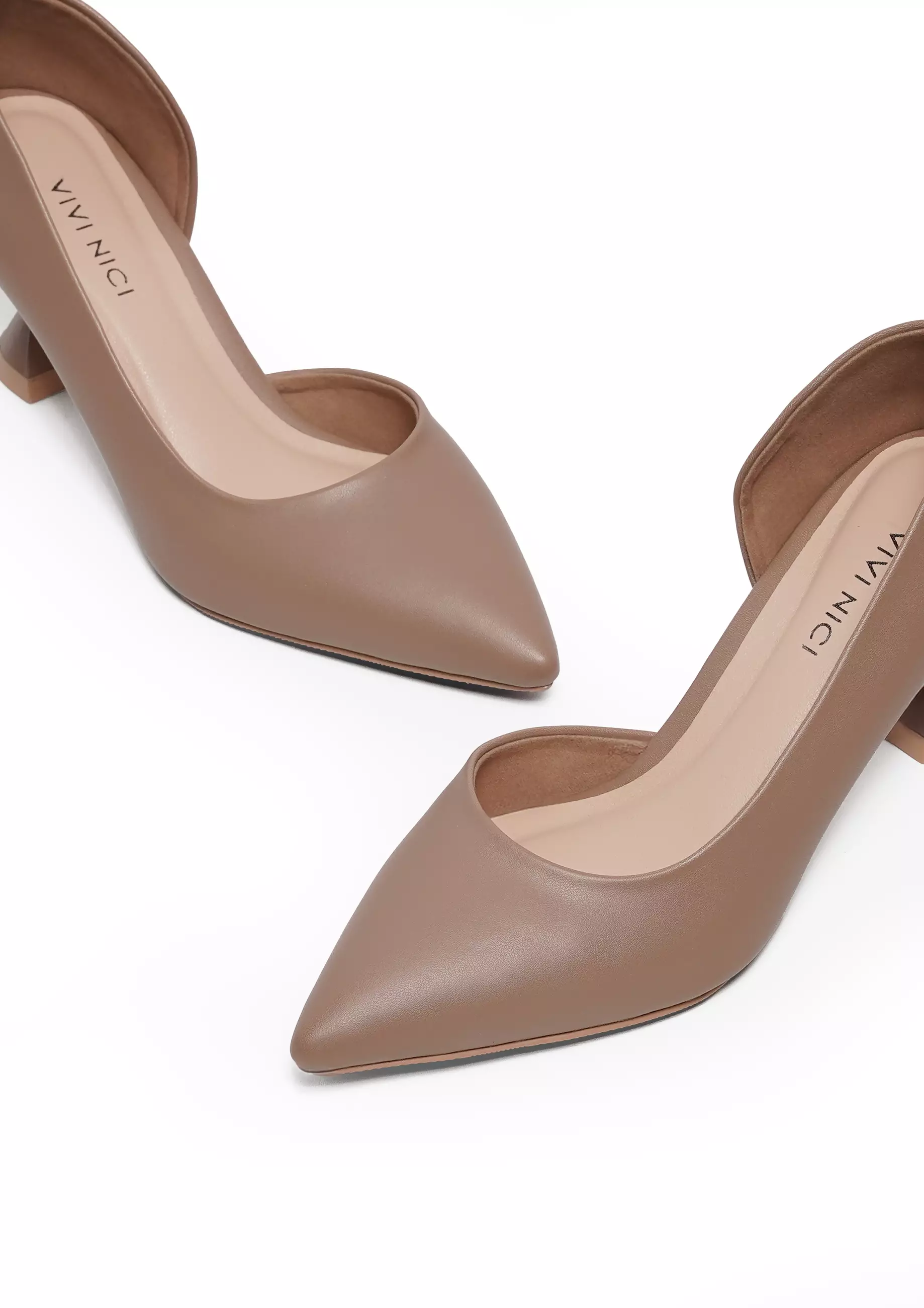 VIVI NICI - Bestra Sepatu Pantofel Wanita Hak 5 Cm Milk Coffee