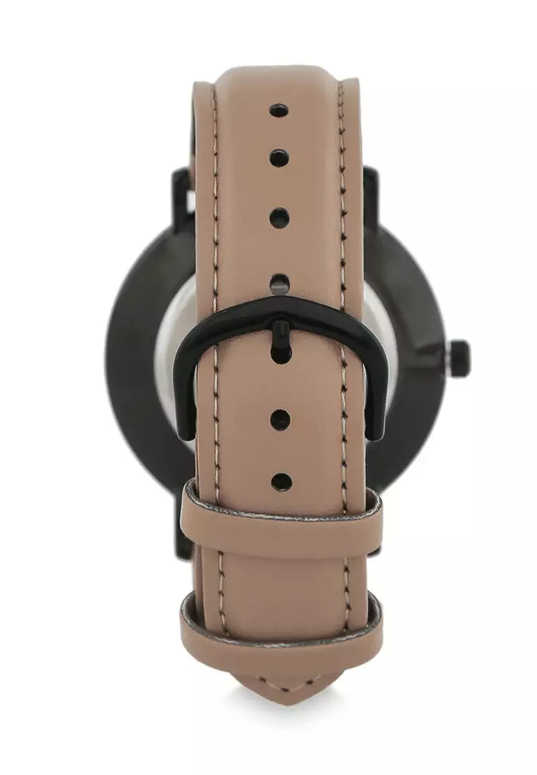 Casio Jam Tangan Pria - Brown Black - Leather Strap - MTP-VT01BL-1BUDF