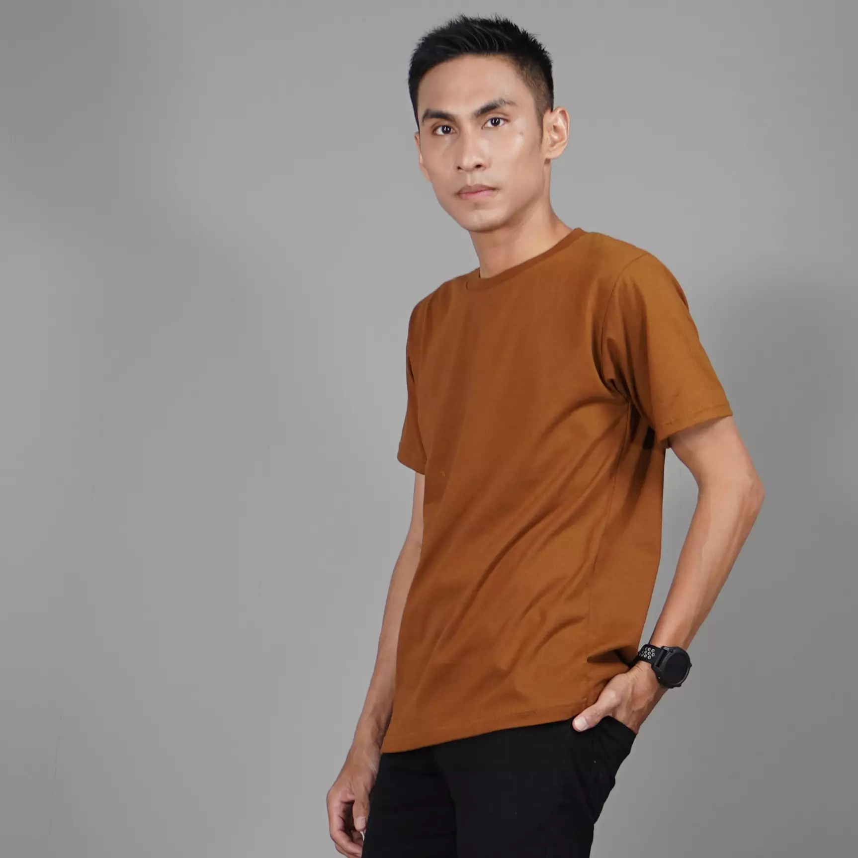  Kaos Polos Pria Lengan Pendek Cotton TShirt Short Sleeve - Bronze