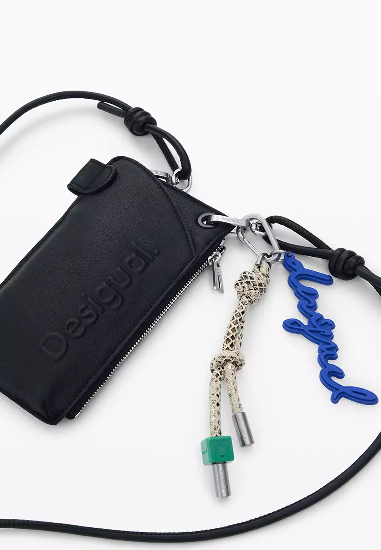 Mobile holder leather-effect logo