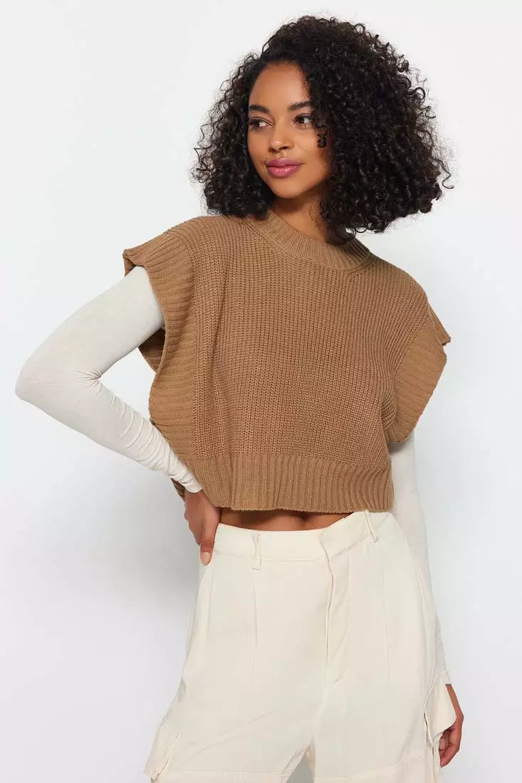 Buy Trendyol Ribbed Sweater in Brown 2024 Online