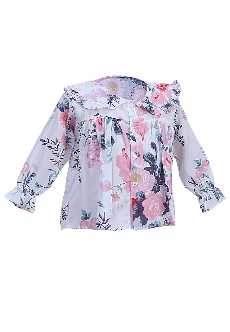 Octavia Atasan Anak Perempuan Blouse Remple Lengan Panjang Motif Daun Material Cotton ORIGINAL - Multicolor