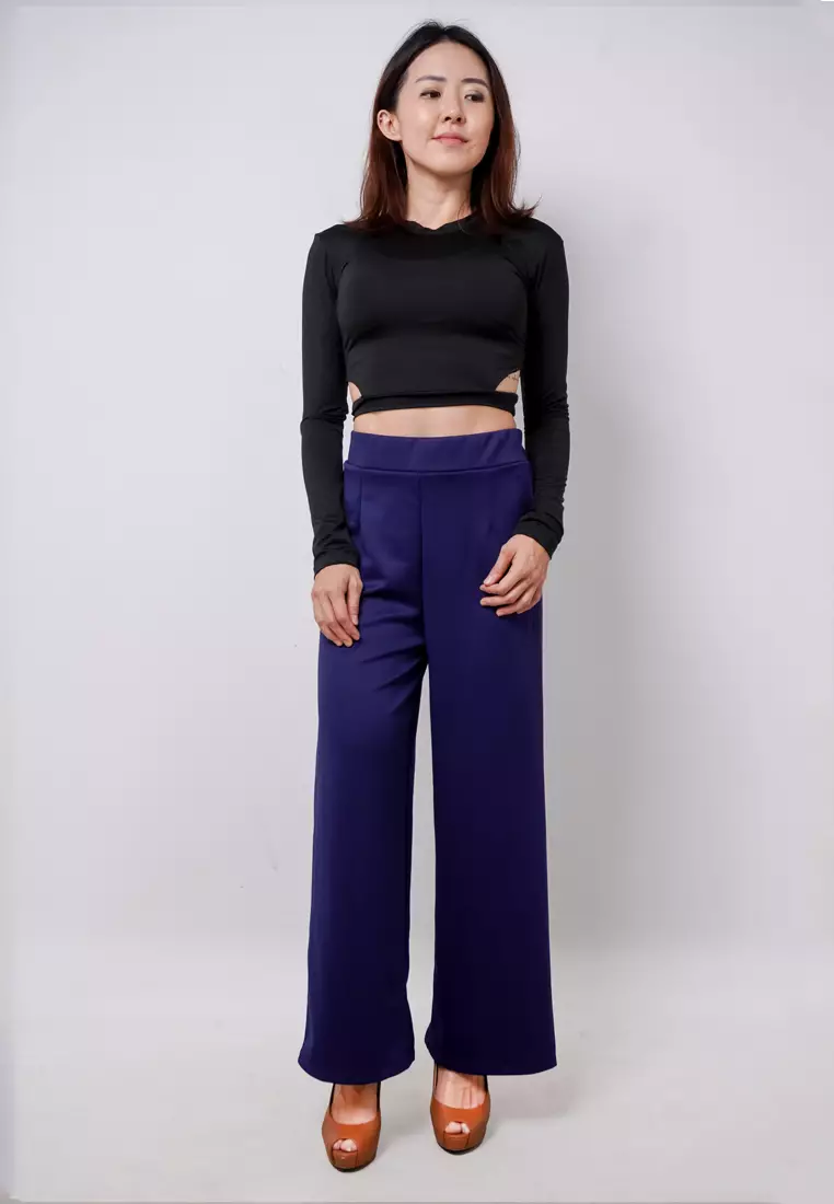 LTE06 TDLA CRH Crop Long Sleeve Wanita Polos Hitam