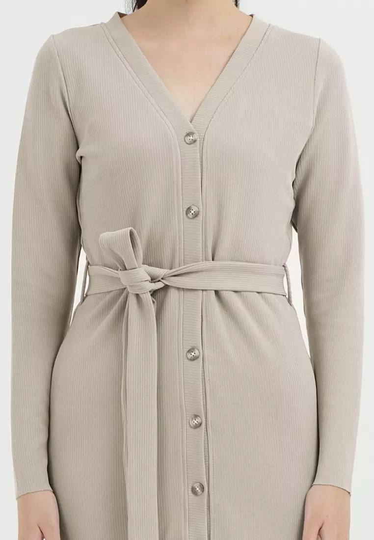 Bodycon Knit Dress in Beige