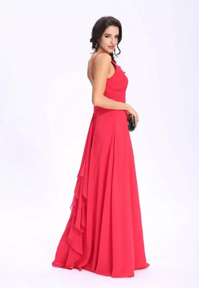 優雅的風格雪紡晚禮服