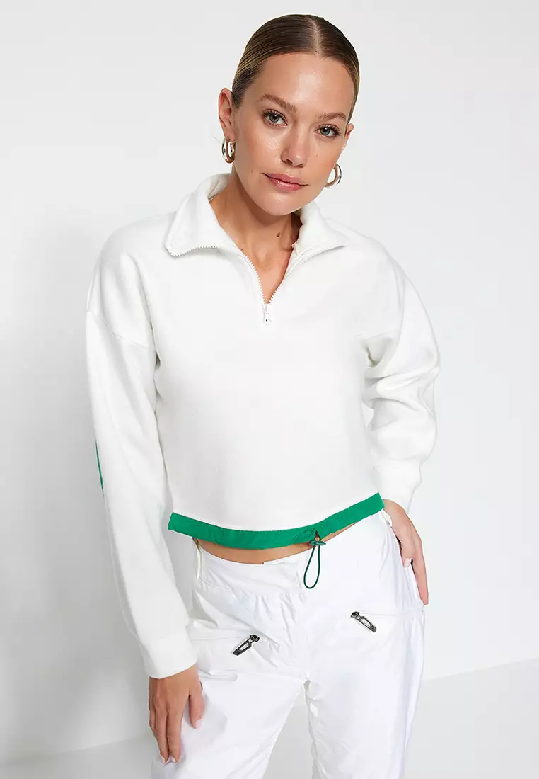 Buy Trendyol Contrast Crop Sweatshirt 2024 Online ZALORA Singapore