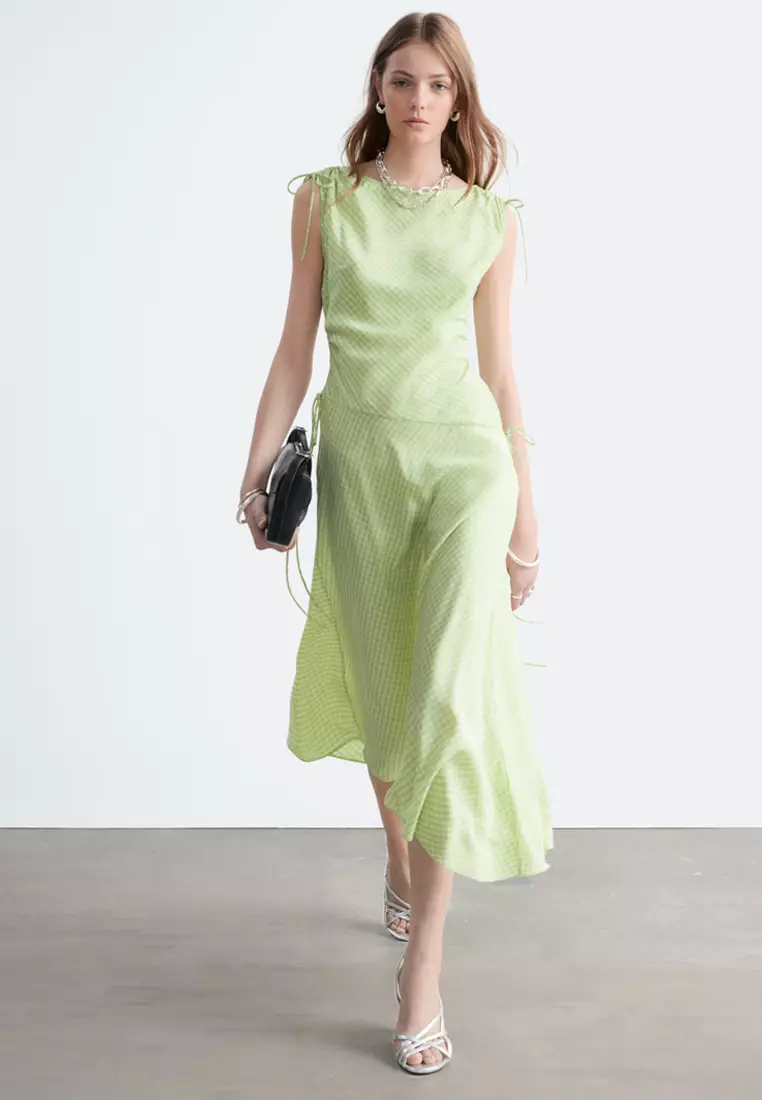 Asymmetric Draped Midi Dress