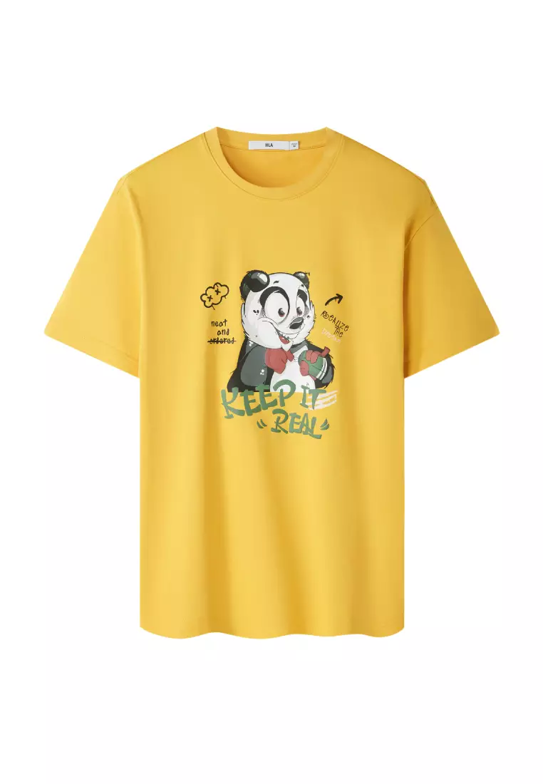 Buy HLA Art Series Panda Cartoon Printing Short Sleeve T-Shirt Men