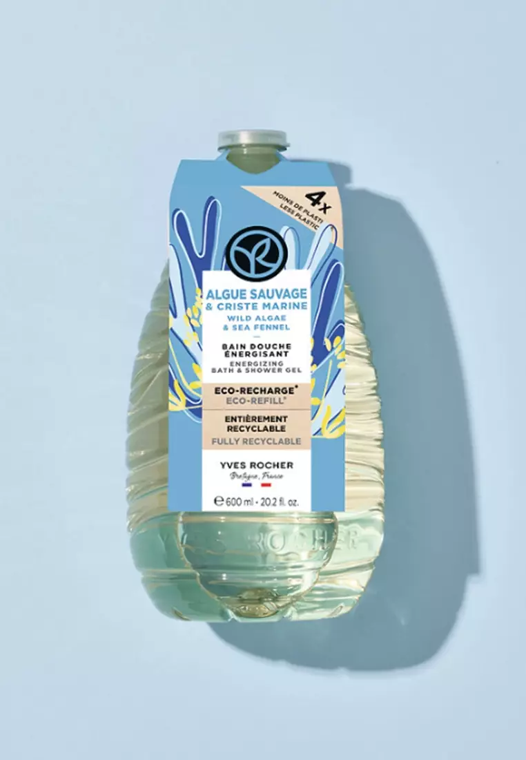 Wild Algae Energizing Shower Gel Refill - 600ml Natural, Hydrating Body Wash